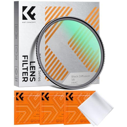 K&F CONCEPT 72mm Black Diffusion 1/8 Filter – Front View