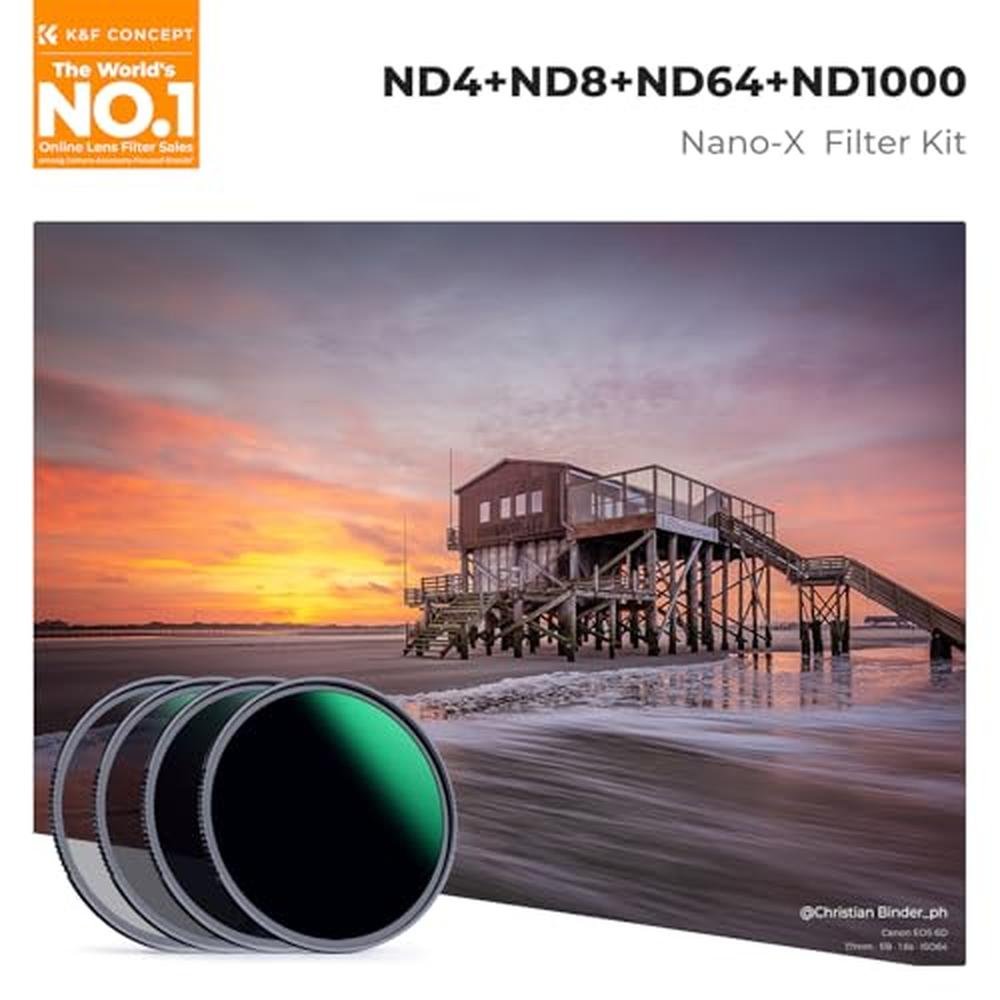 K&F CONCEPT 72mm Fixed ND4 ND8 ND64 ND1000 Lens Filters – Side View