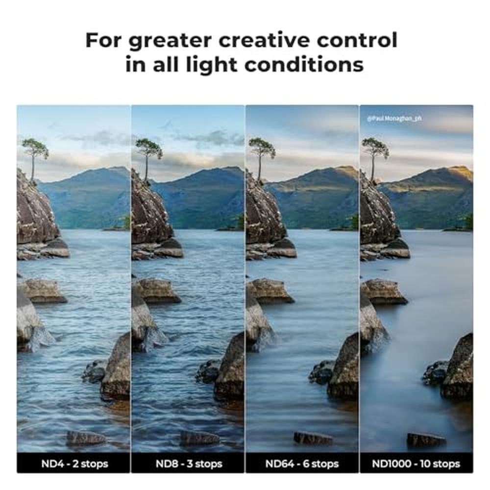 K&F CONCEPT 72mm Fixed ND4 ND8 ND64 ND1000 Lens Filters – Close-up Detail