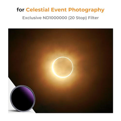 K&F CONCEPT 72mm ND1000000(20 Stops) ND Lens Filter Solar – Side View