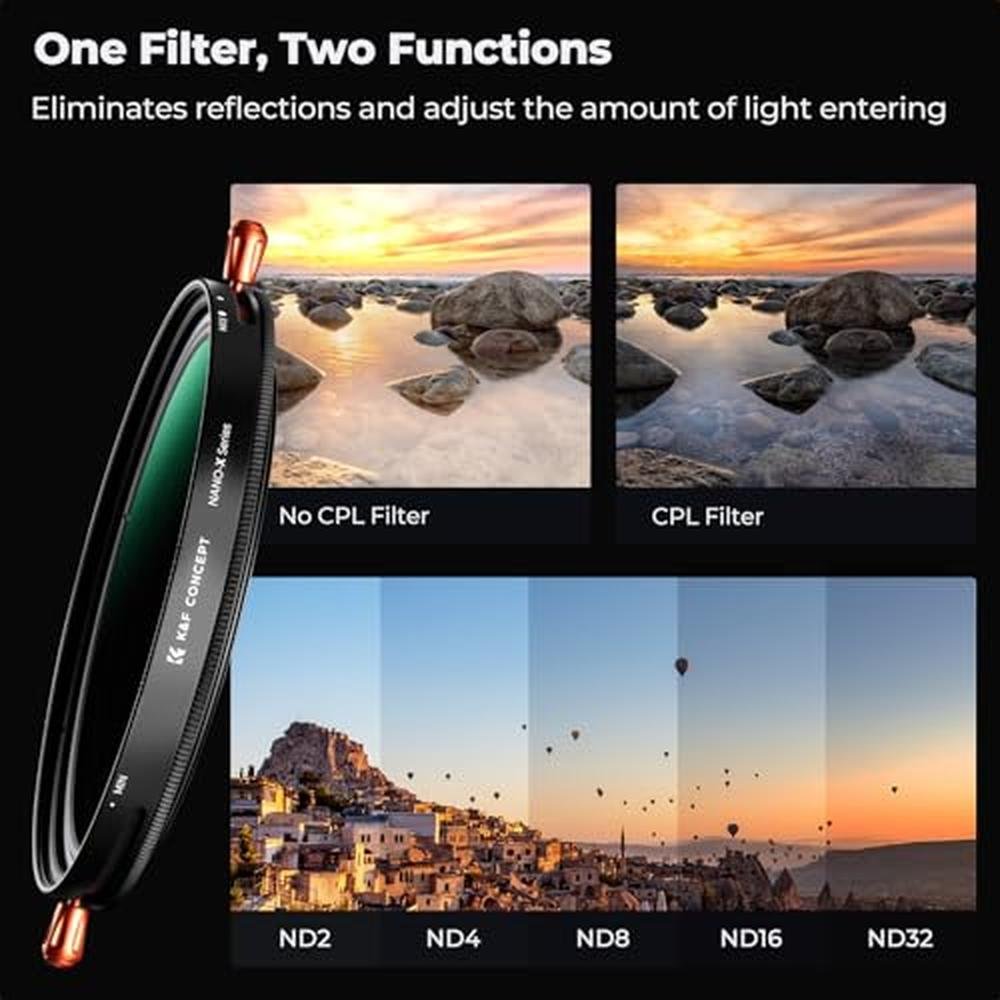 K&F CONCEPT 72mm Variable ND2-32 (1-5 Stops) ND Filter & – Close-up Detail