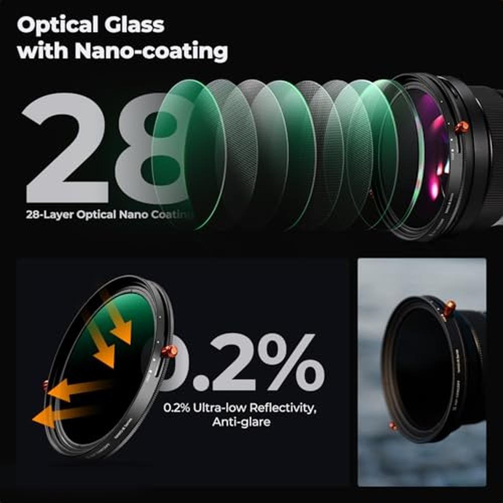 K&F CONCEPT 72mm Variable ND2-32 (1-5 Stops) ND Filter & – Packaging