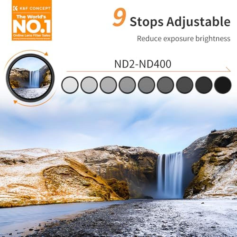K&F CONCEPT 72mm Variable ND2-ND400 ND Lens Filter (1-9 – Side View