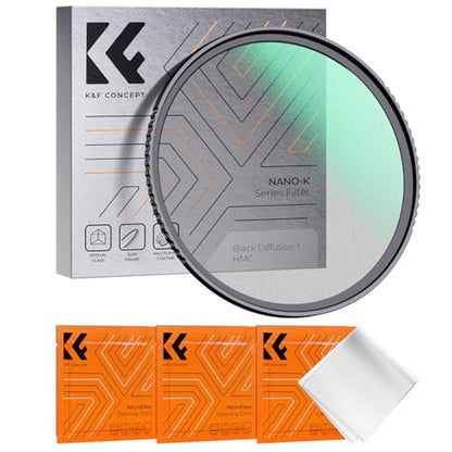 K&F CONCEPT 77mm Black Diffusion 1 Filter Mist Cinematic – Front View