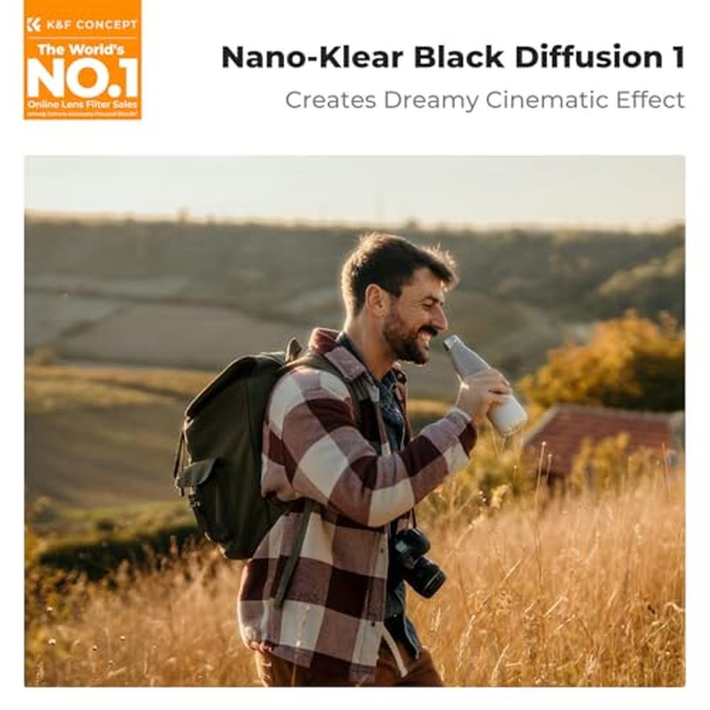 K&F CONCEPT 77mm Black Diffusion 1 Filter Mist Cinematic – Side View