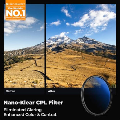 K&F CONCEPT 77mm Circular Polarizer Filter with Lens Cap – Side View