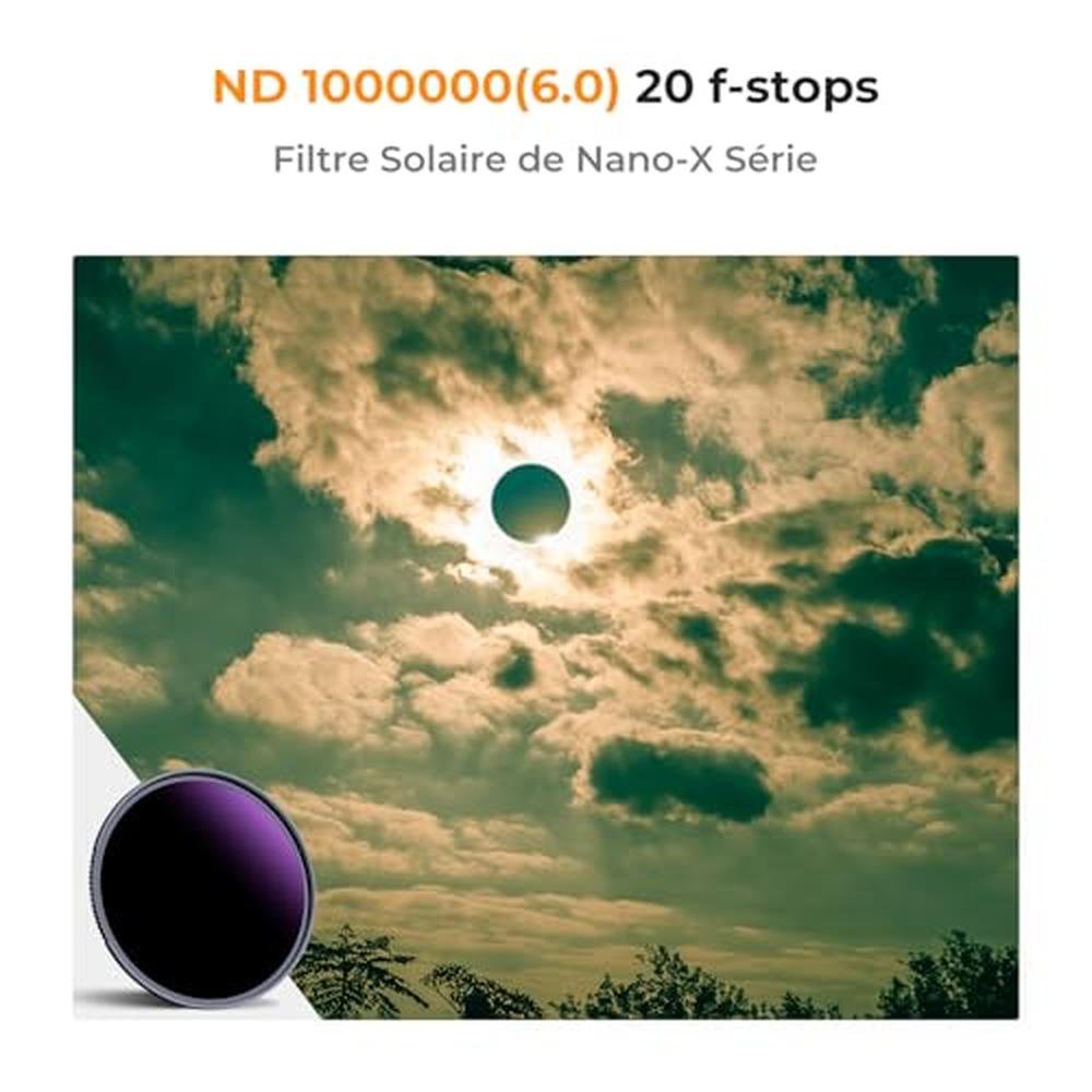 K&F CONCEPT 77mm ND1000000(20 Stops) ND Lens Filter Solar – Side View