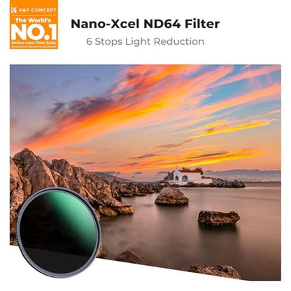 K&F CONCEPT 77mm ND64 Lens Filter (6-Stop Fixed Neutral – Side View