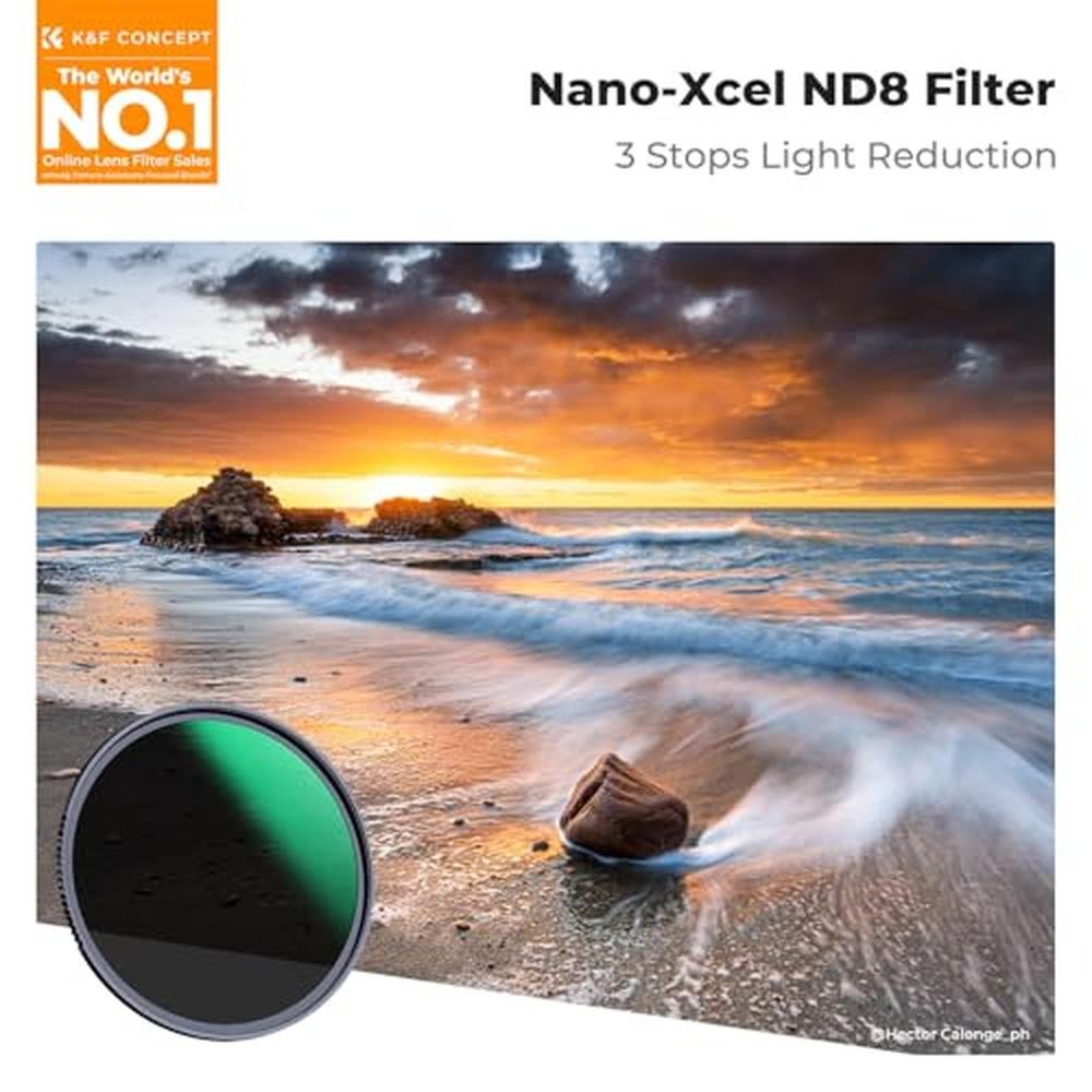 K&F CONCEPT 77mm ND8 (3-Stop Fixed Neutral Density Filter) – Side View