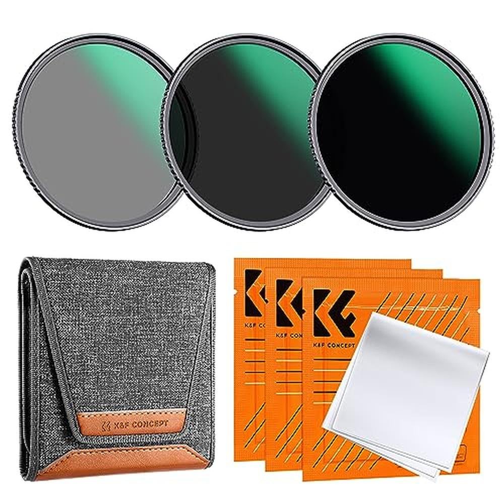 K&F CONCEPT 77mm ND8 ND64 ND1000 ND Lens Filters Kit- – Front View