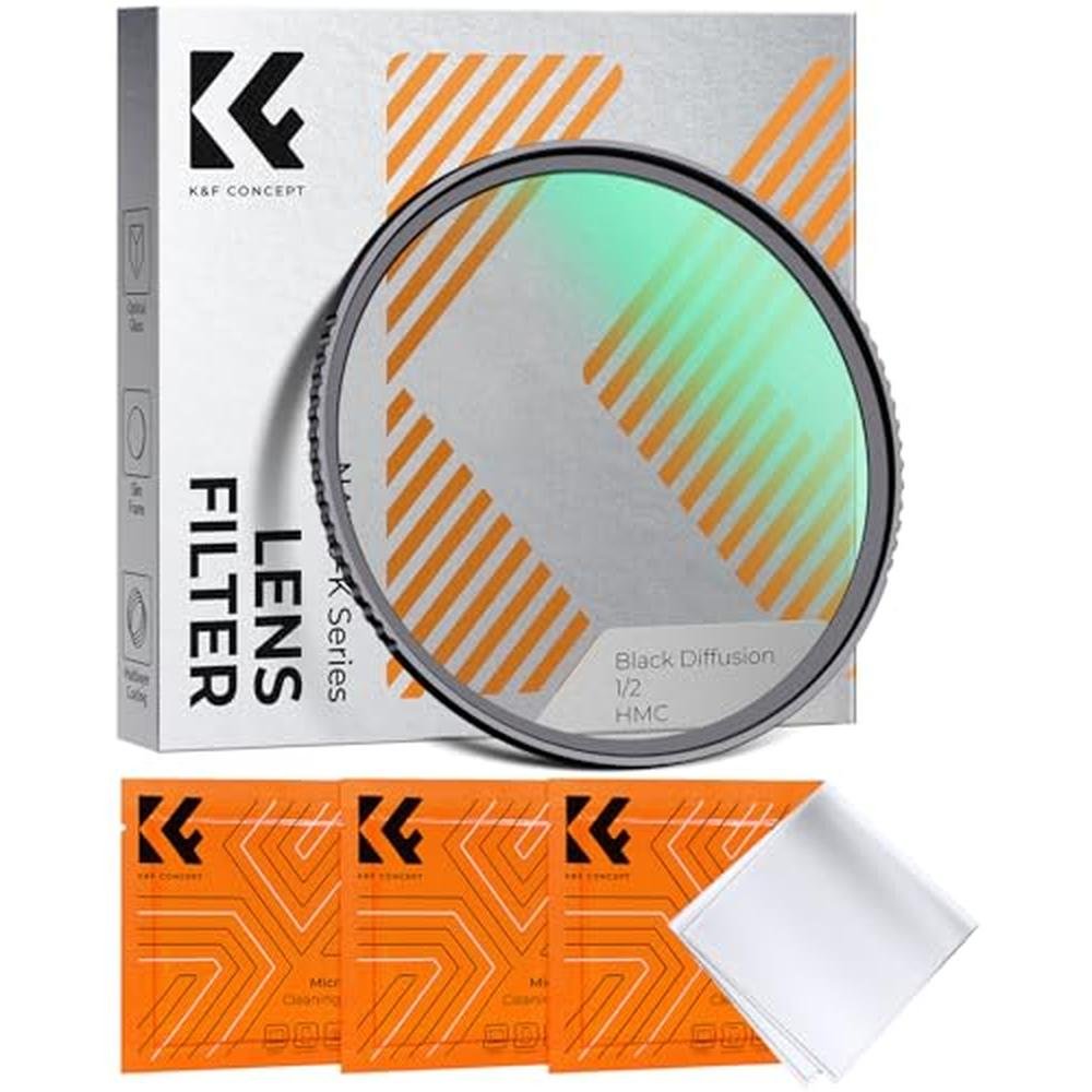 K&F CONCEPT 82mm Black Diffusion 1/2 Filter Mist Cinematic – Front View