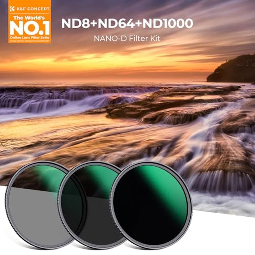 K&F CONCEPT 82mm ND8 ND64 ND1000 ND Lens Filters Kit- – Side View