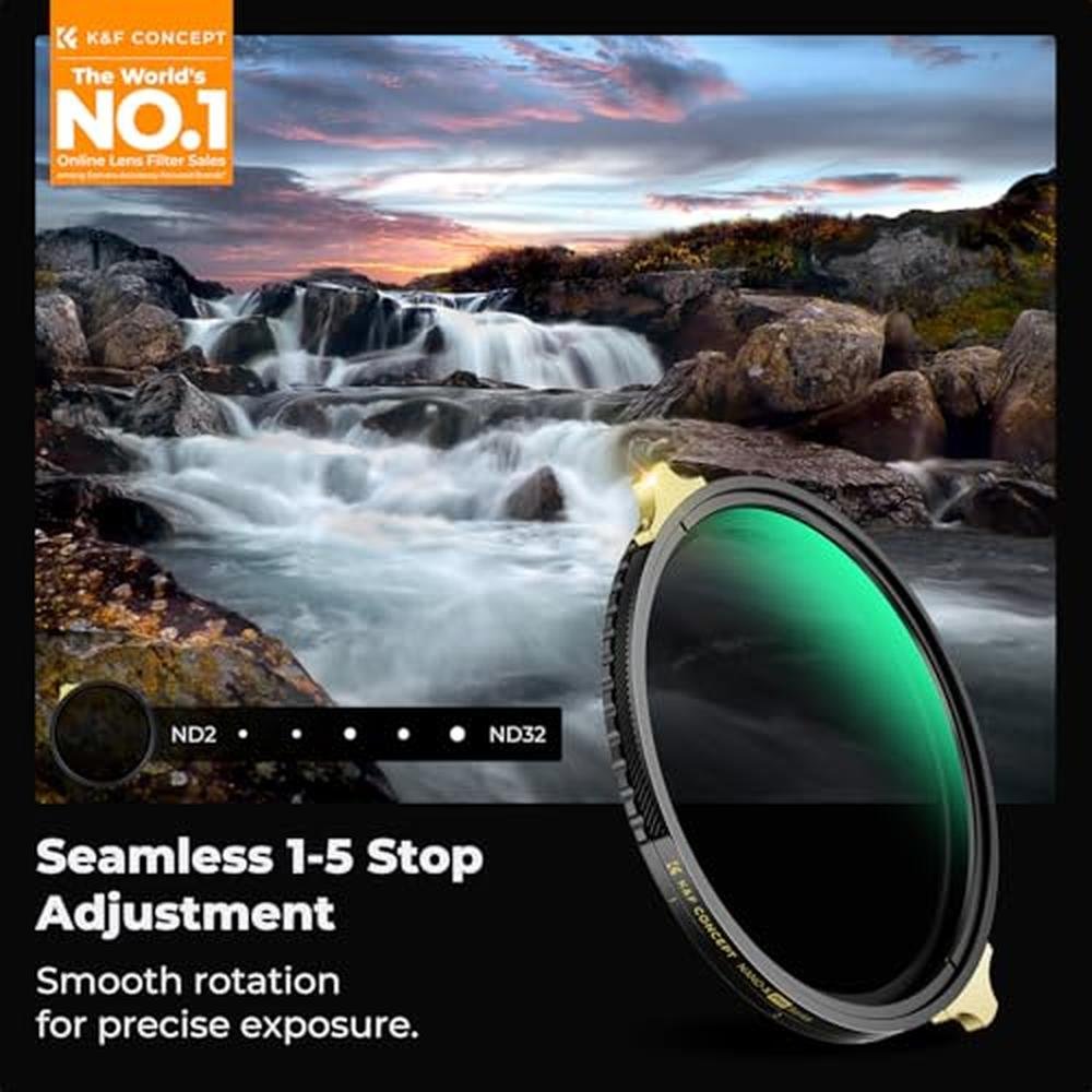 K&F CONCEPT 82mm Variable ND Filter ND2-32 (1-5 Stops) – Side View