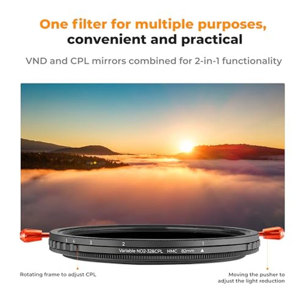 K&F CONCEPT 82mm Variable ND2-32 (1-5 Stops) & Circular – Close-up Detail