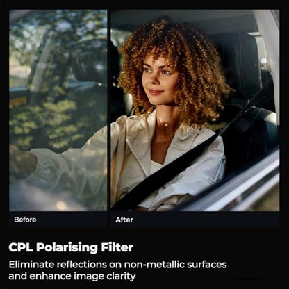 K&F CONCEPT 95mm Circular Polarizer Filter with Lens Cap – Close-up Detail