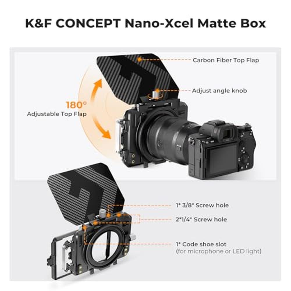 K&F CONCEPT Matte Box: DSLR Camera Matte Box with Carbon – Side View