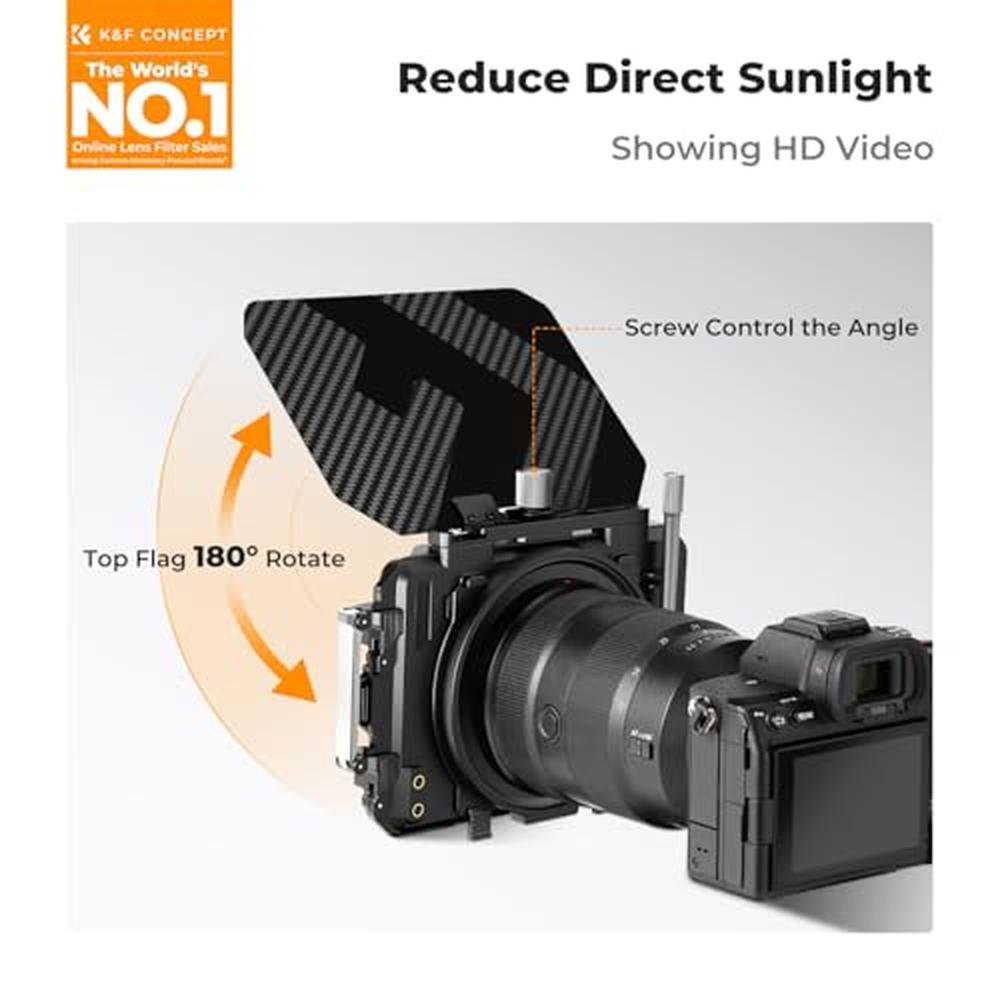 K&F CONCEPT Mini Matte Box +Black Mist 1/4 Filter Kit – Side View