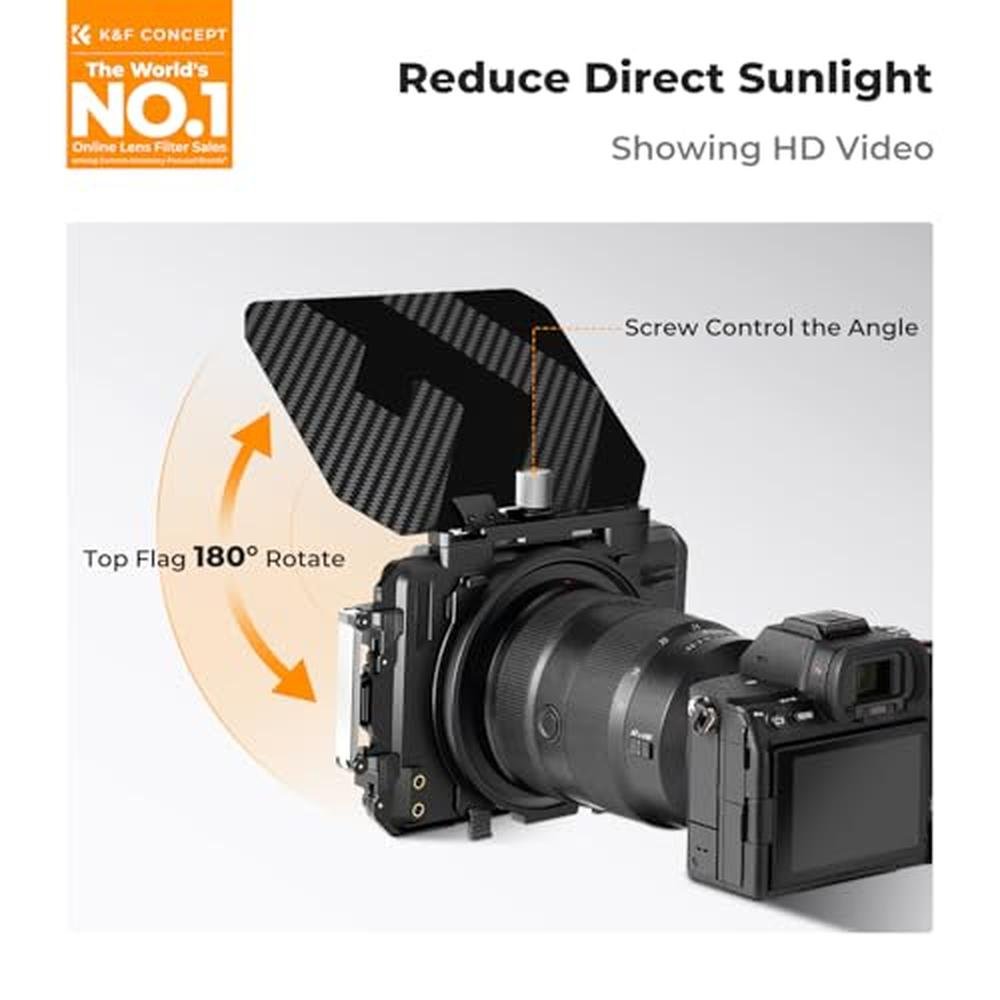 K&F CONCEPT Mini Matte Box +ND4+ND32 Filters Kit – Side View