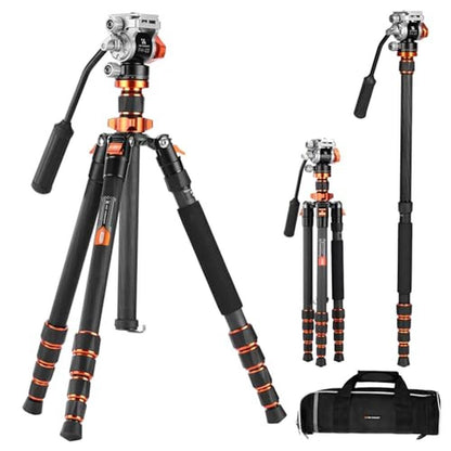 Tripod Concept: K&F CONCEPT 68 Carbon Fiber Tripod with – Front View