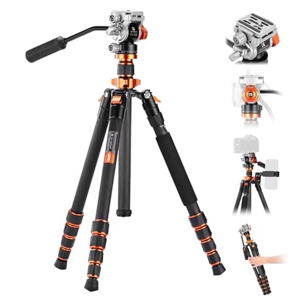 Tripod Concept: K&F CONCEPT 68 Carbon Fiber Tripod with – Side View