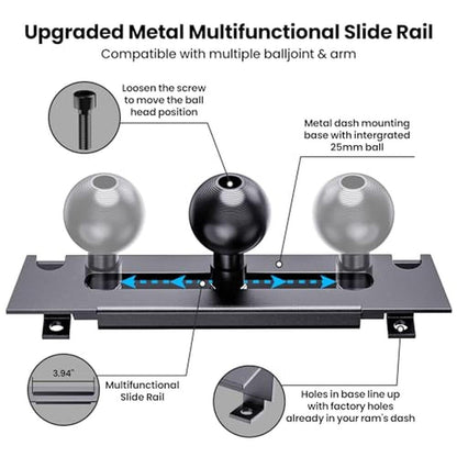 Phone Metal Mount: Kaishengyuan Ram Truck Dash Mount – Side View