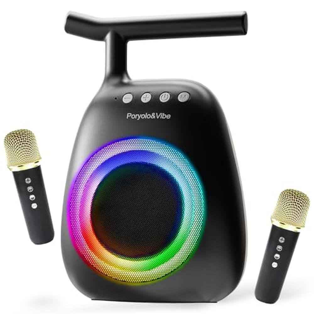 Karaoke Machine: Portable Bluetooth Speaker with 2 Wireless – Front View
