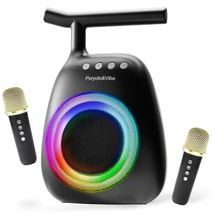 Karaoke Machine: Portable Bluetooth Speaker with 2 Wireless – Front View