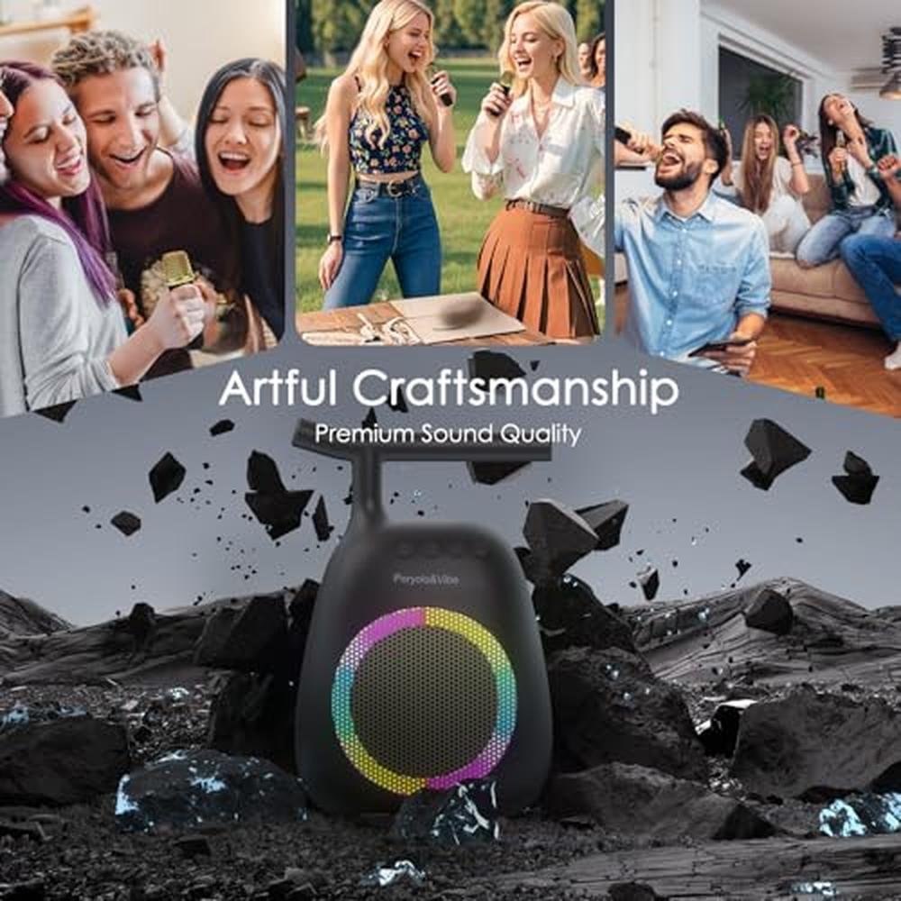 Karaoke Machine: Portable Bluetooth Speaker with 2 Wireless – Side View