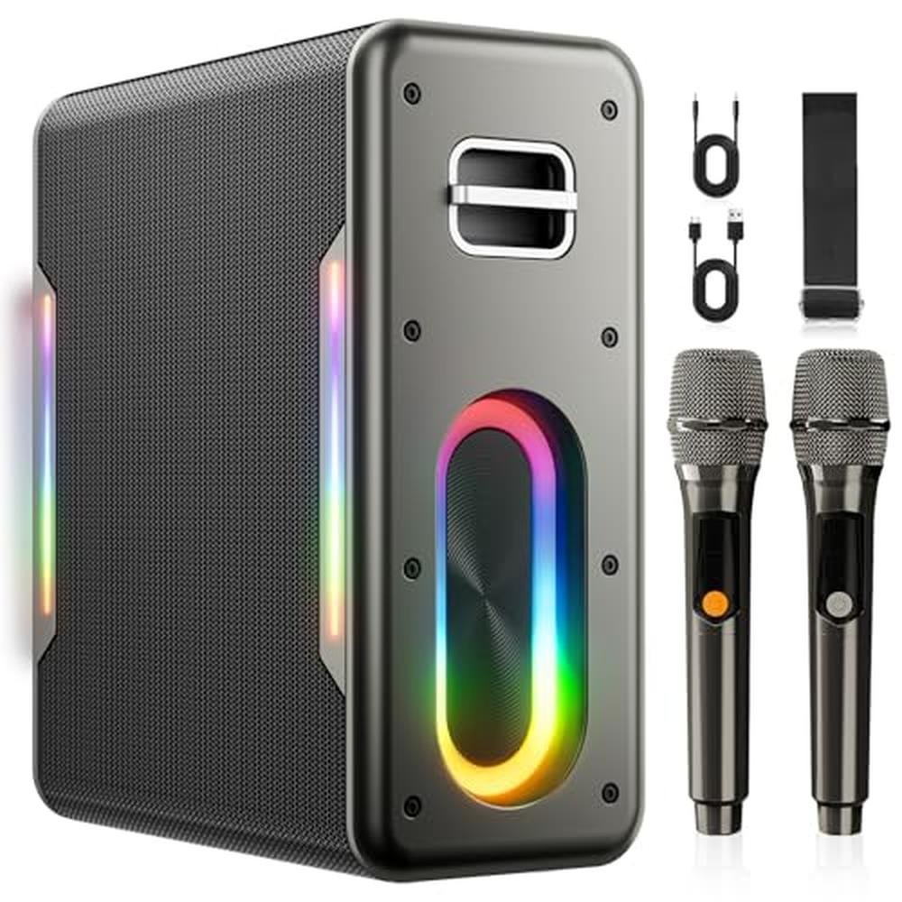 Karaoke Machine: Portable Bluetooth Karaoke Speaker with 2 – Front View