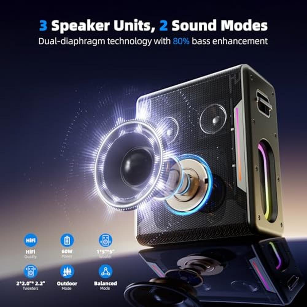 Karaoke Machine: Portable Bluetooth Karaoke Speaker with 2 – Side View