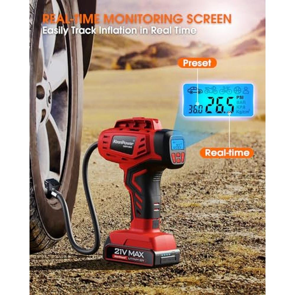 Tire Air: KeenPower Digital Cordless Tire Inflator Portable – Close-up Detail