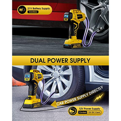 Tire Inflator: KeenPower Portable Air Compressor 21V – Close-up Detail