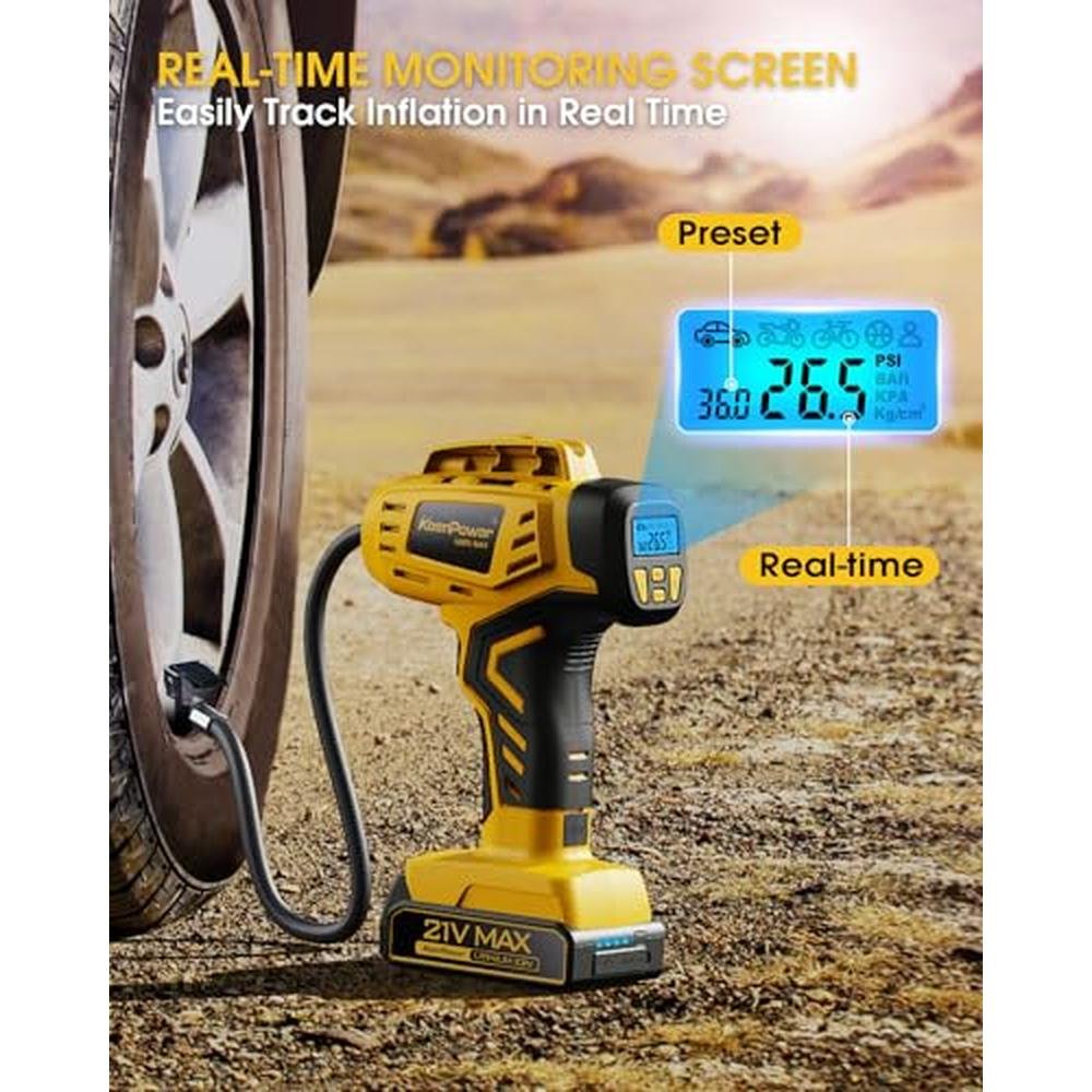 Tire Inflator: KeenPower Portable Air Compressor 21V – In Use