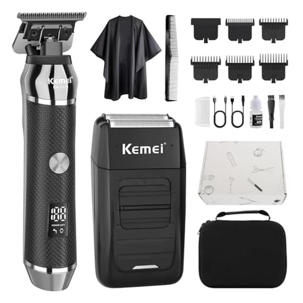 Men Trimmer: KEMEI Professional Beard Trimmer Kit – Front View