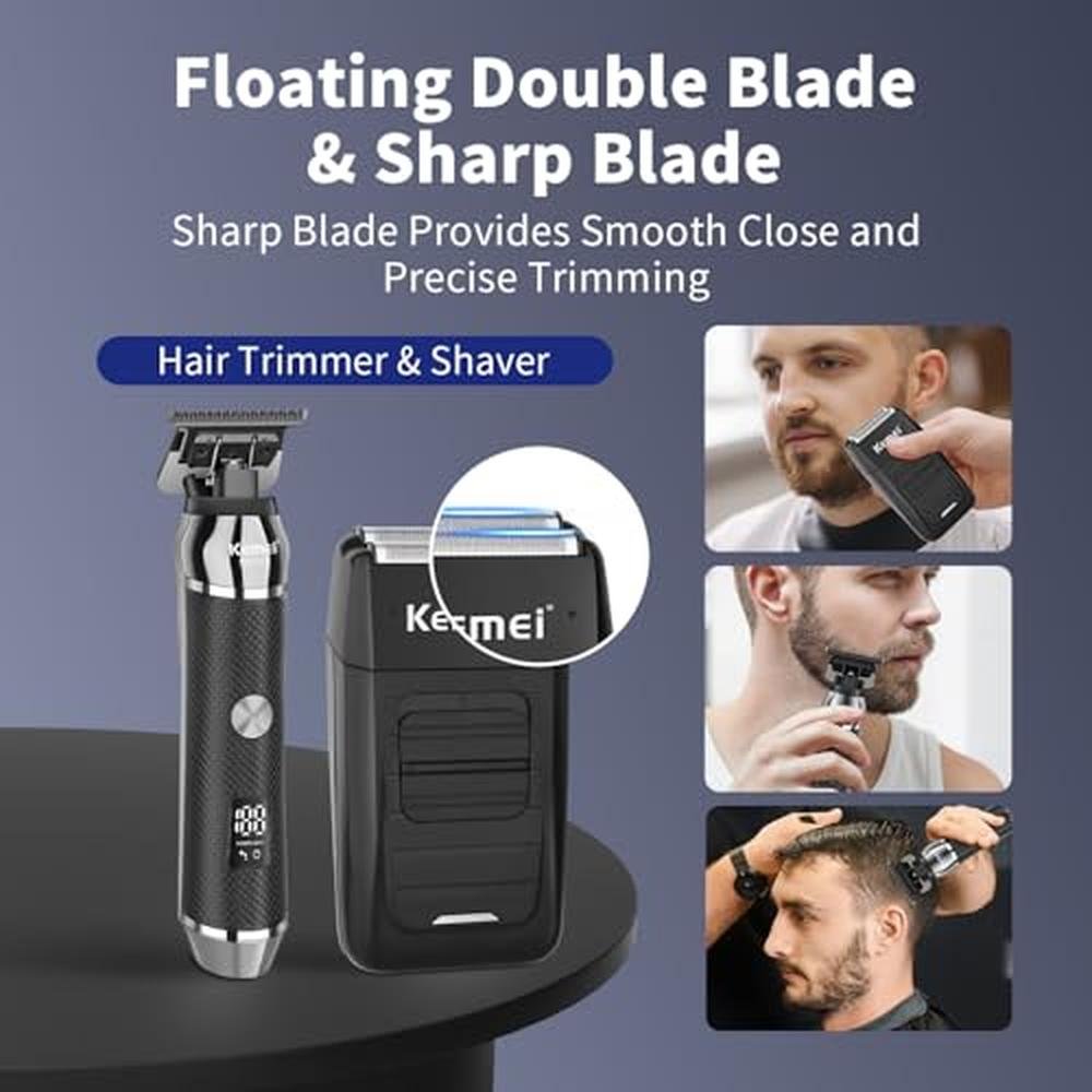 Men Trimmer: KEMEI Professional Beard Trimmer Kit – Side View
