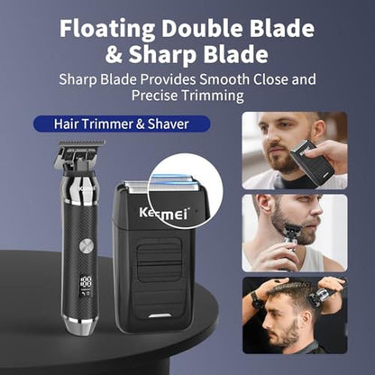 Men Trimmer: KEMEI Professional Beard Trimmer Kit – Side View