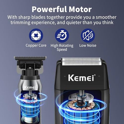 Men Trimmer: KEMEI Professional Beard Trimmer Kit – Close-up Detail