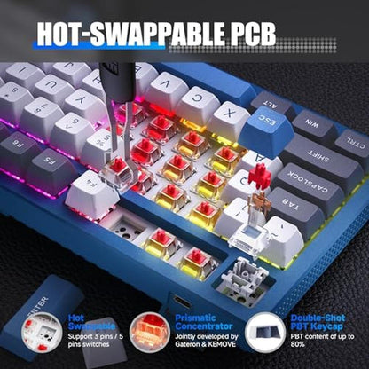 Kemove K87 Wireless TKL Mechanical Gaming Keyboard – Side View