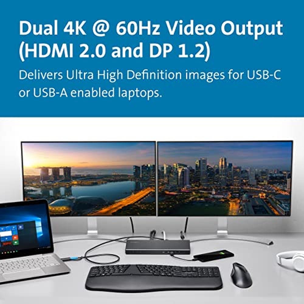 Kensington SD4750P USB-C Displaylink Docking Station for – Side View