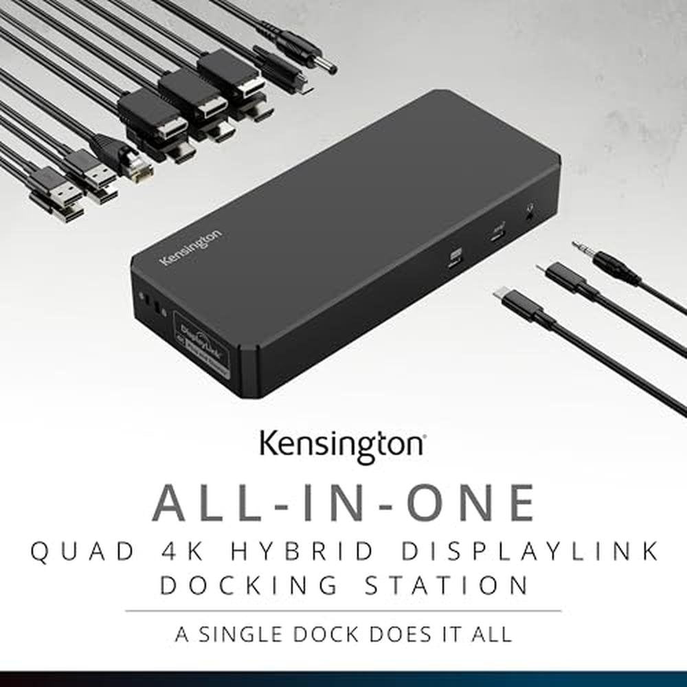Kensington SD4790P: Premium USB-C Quad 4K DisplayLink – Side View
