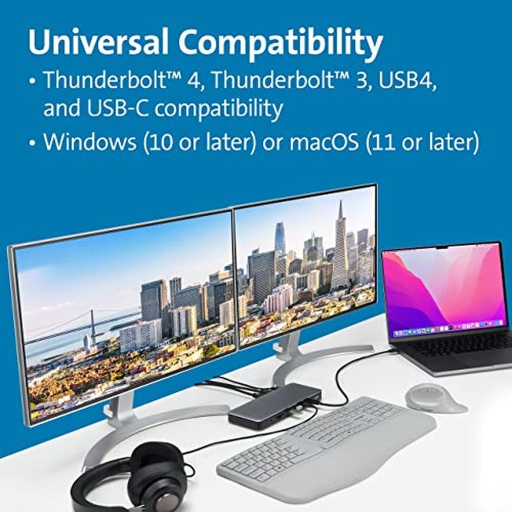 Kensington SD5760T Thunderbolt 4 Dual 4K Docking Station – Side View