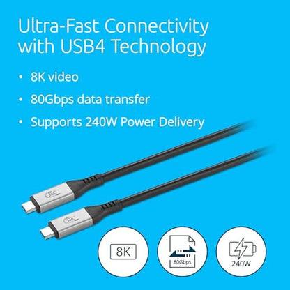 Kensington USB4 Cable 1.5m: Kensington K32301WW 80Gbps – Side View