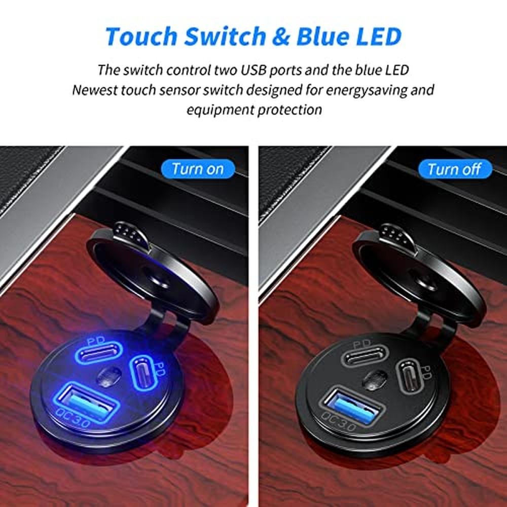 Car Port: Kewig 12V USB Outlet Car Charge 108W Super Fast – Close-up Detail