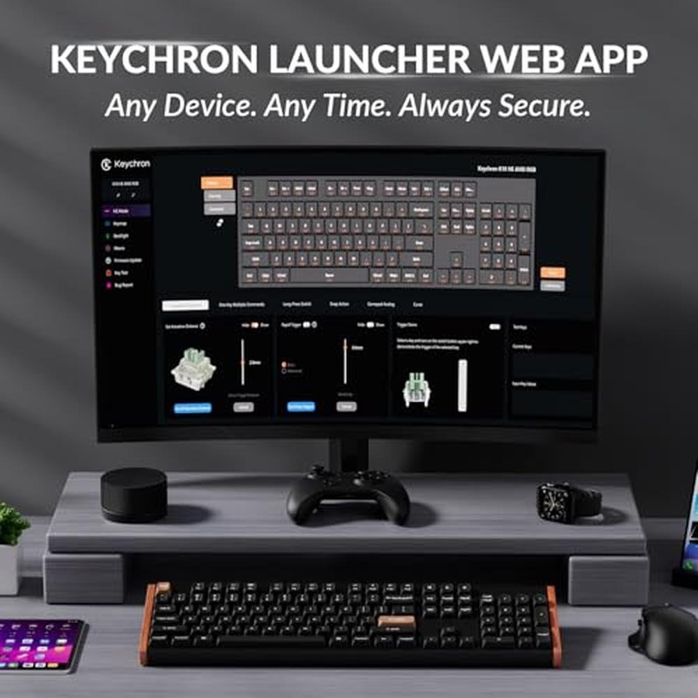 Keyboard Keychron K10 HE: Ultra-Fast Lime Magnetic Switch – Side View