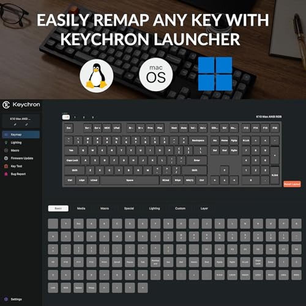 Keychron K10 Max Wireless Custom Mechanical Keyboard – Close-up Detail