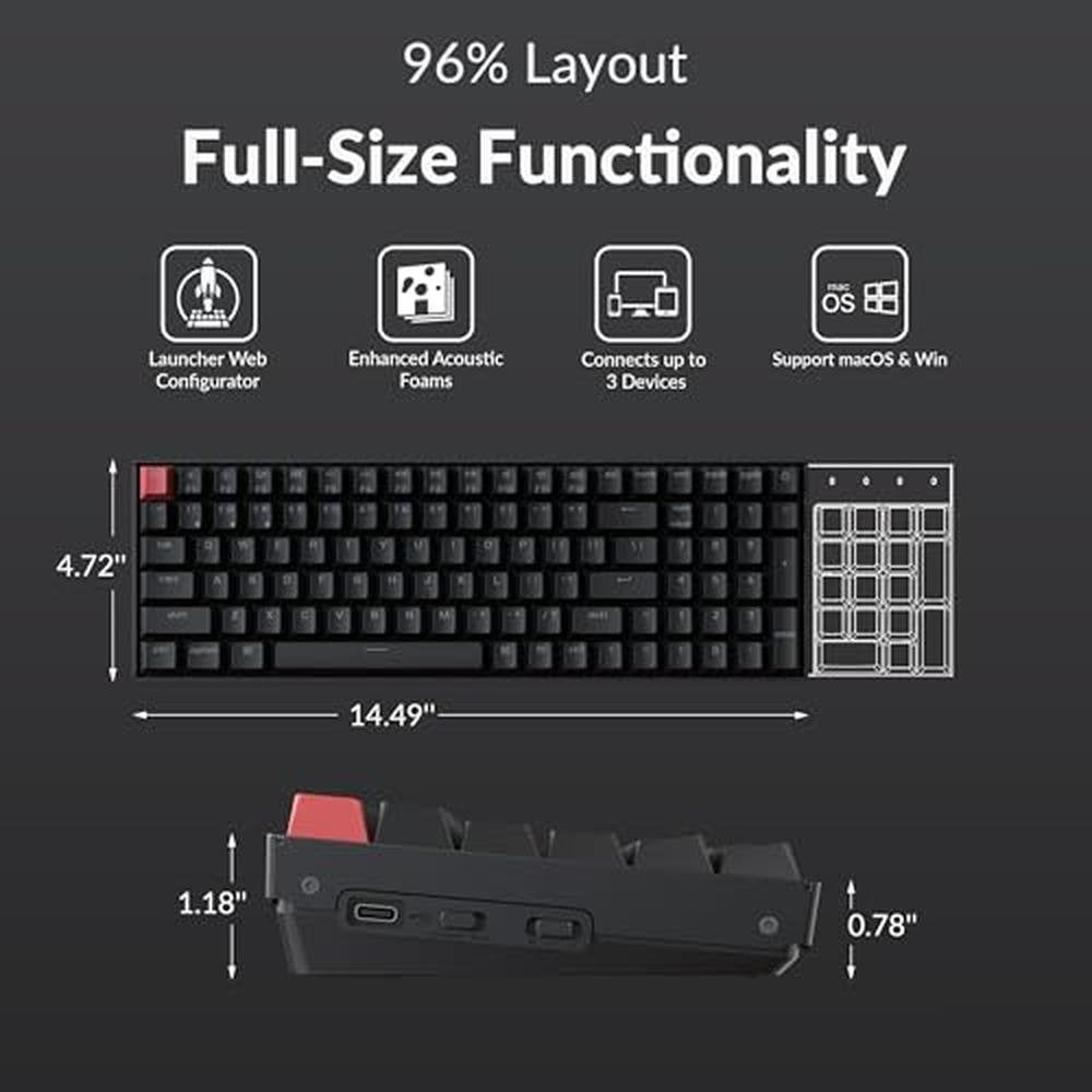 Keychron Layout: Keychron K4 96% Mechanical Keyboard – Side View