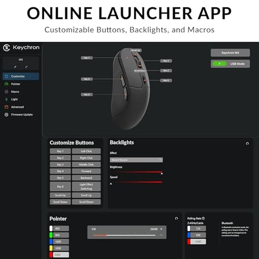 Keychron M3 Wireless Mouse: PAW3395 Sensor with – Close-up Detail