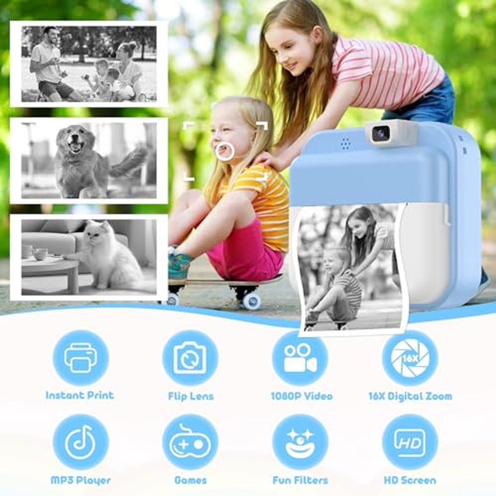 Camera Instant Print: Kids Digital Camera with Flip Lens – Side View