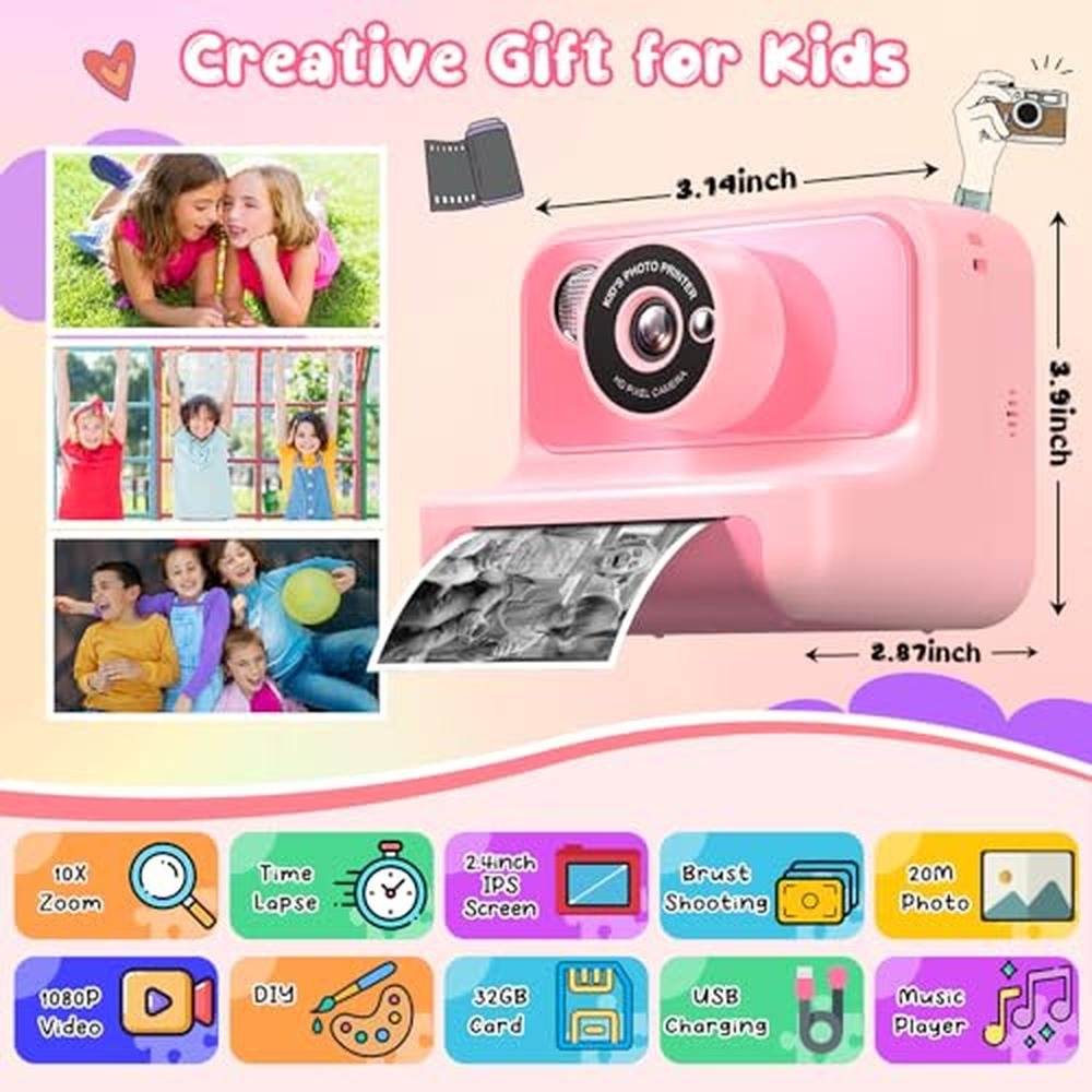 Camera Kids: Instant Print Digital Camera 1080p HD Video – Side View