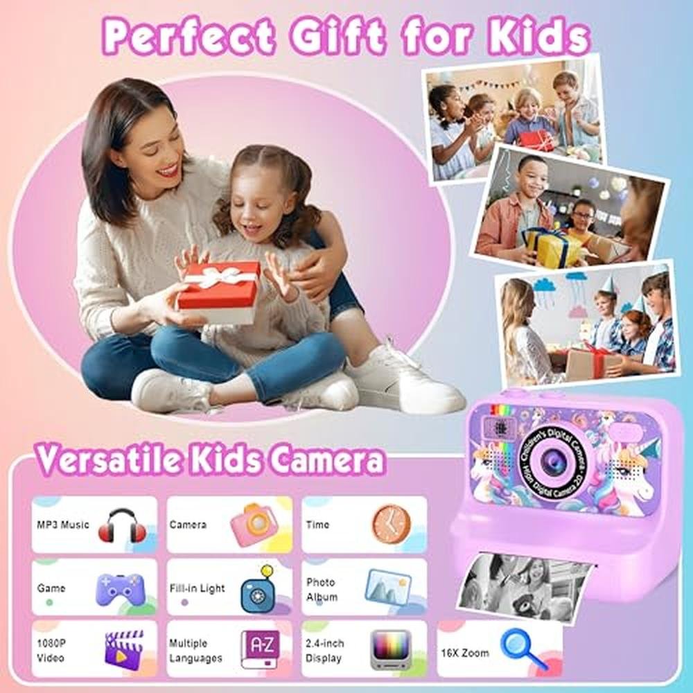 Kids Camera: Premium Instant Print Digital Camera with – Side View